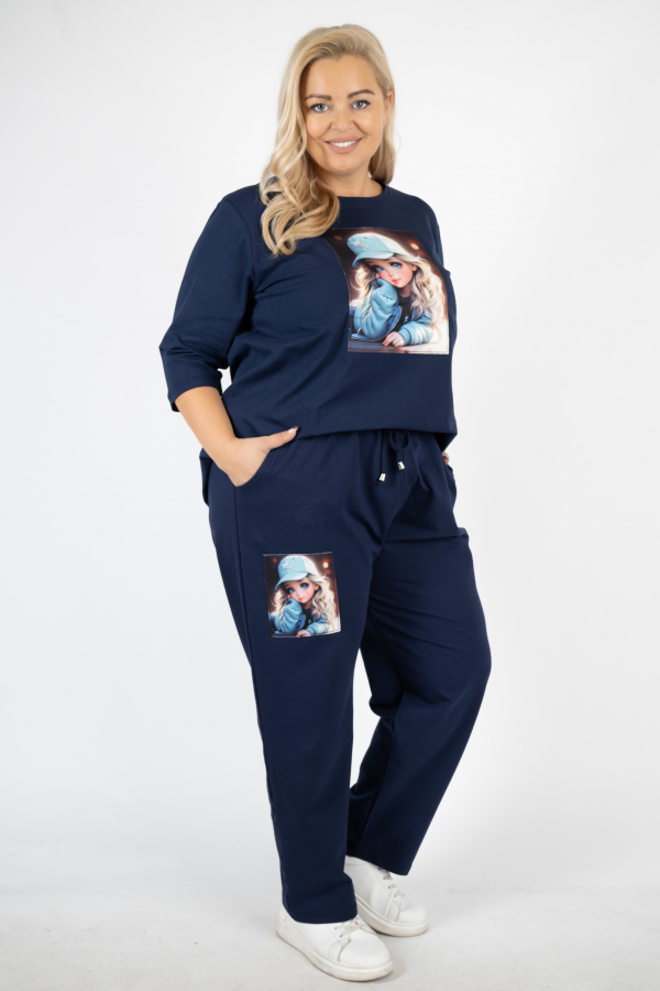Tepláková súprava s nášivkou pre moletky plus size DEJAN